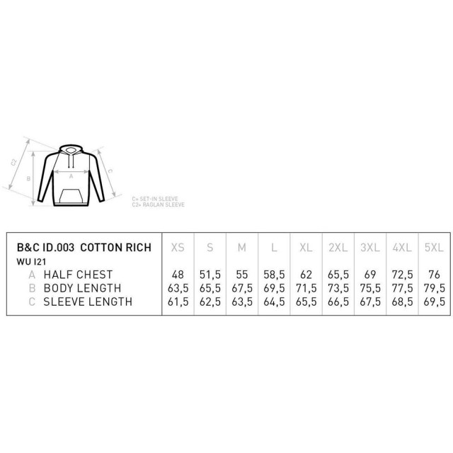 B and C B&c unisex volwassenen hooded sweatshirt/hoodie UTFK154_white large