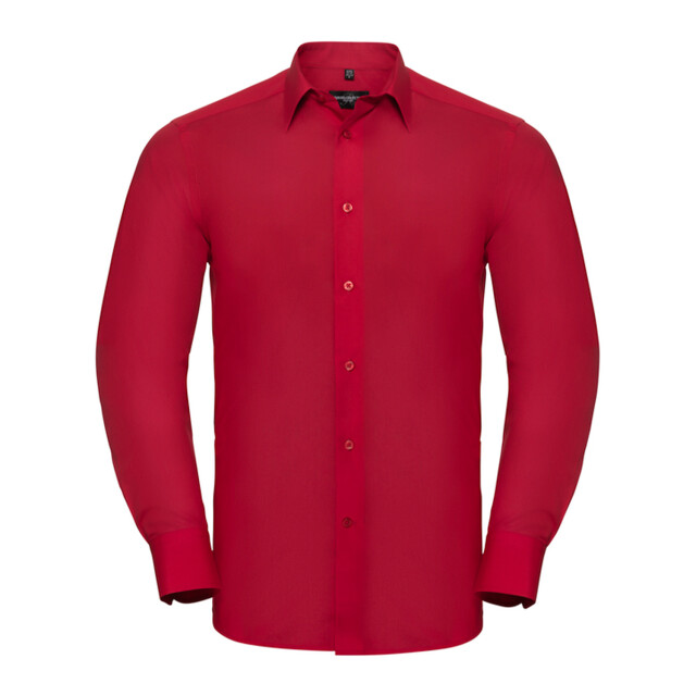 Russell Athletic Heren poplin getailleerd overhemd met lange mouwen UTFK1631_classicred large