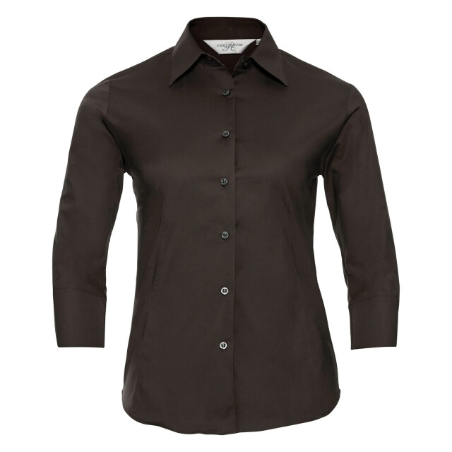 Russell Athletic Dames easy-care 3/4 mouw shirt UTFK1728_chocolate large