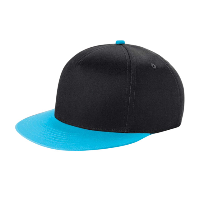 Beechfield Kinder/kinder 5 paneel snapback cap UTFK1645_blacksurfblue large