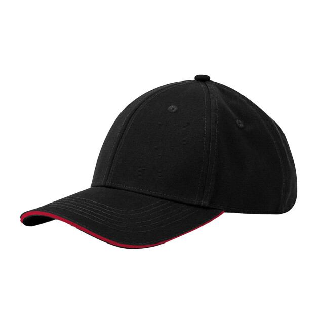 Beechfield Earthaware 6 paneel organic cotton sandwich peak cap UTFK1957_blackclassicred large