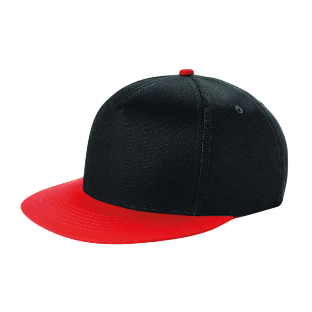 Beechfield Kinder/kinder 5 paneel snapback cap UTFK1645_blackbrightred large
