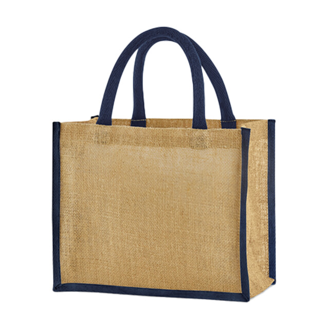 Westford Mill Midi gesteven jute 14l boodschappentas UTFK1670_naturalnavy large