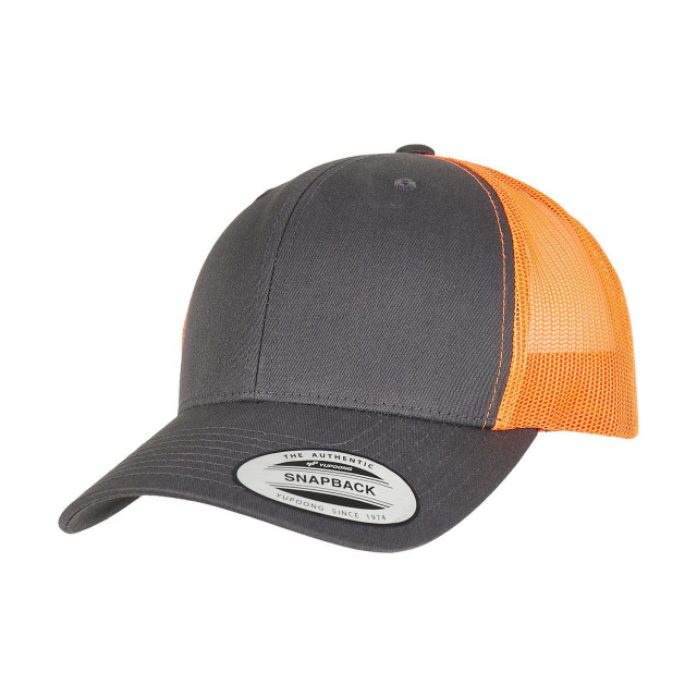 Classic Retro tweekleurige truckerpet UTFK1772_charcoalneonorange large