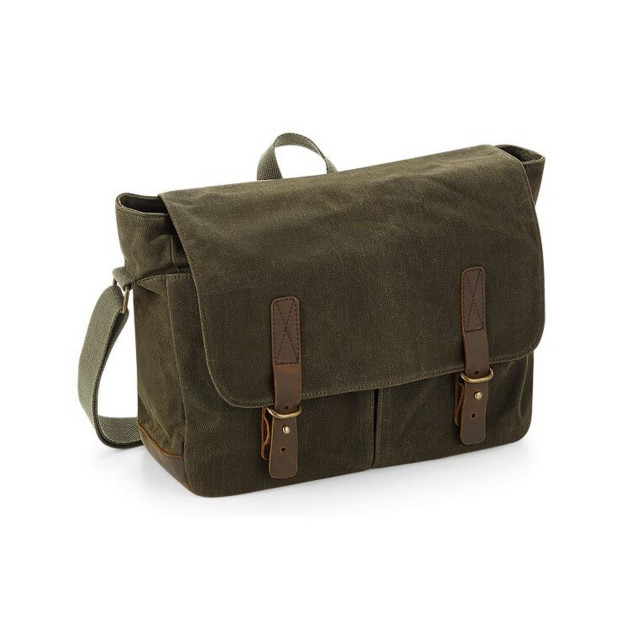 Quadra Erfgoed leren accenten messenger bag UTFK1541_olivegreen large