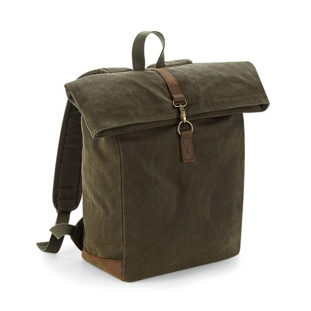 Quadra Erfgoed rugzak met leren accenten UTFK1540_olivegreen large