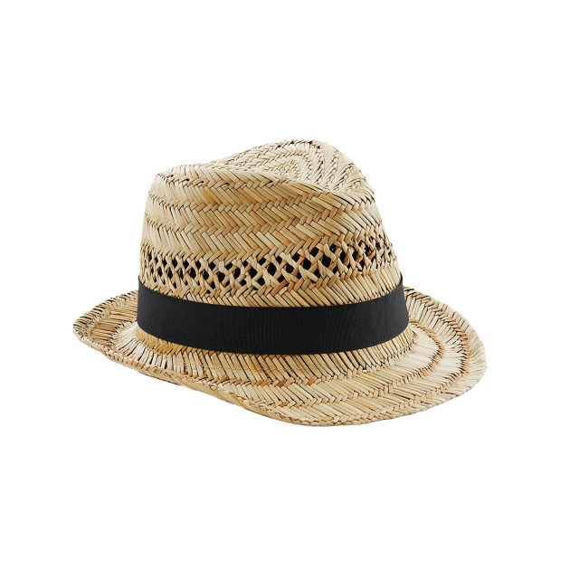 Beechfield Unisex rieten zomertrilby voor volwassenen UTFK1565_natural large