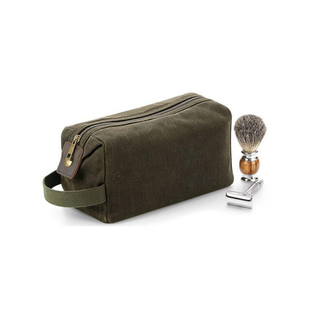 Quadra Erfgoed toilettas met gewassen leren accenten UTFK1543_olivegreen large