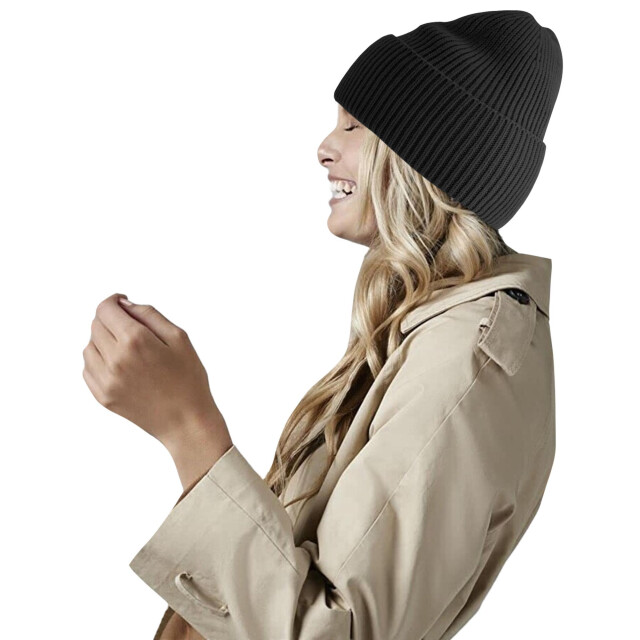 Beechfield Gebreide oversized muts UTFK1106_black large