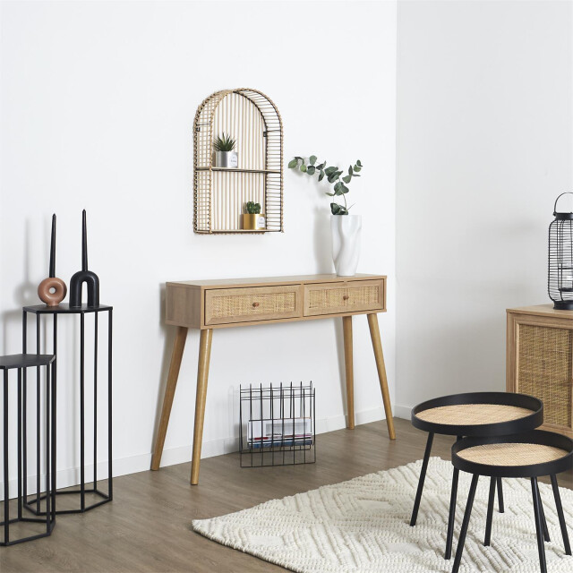 Home Deco Factory Sidetable bali met rattan voorzijde 29x100x81 cm consoletafel - 3048952 large
