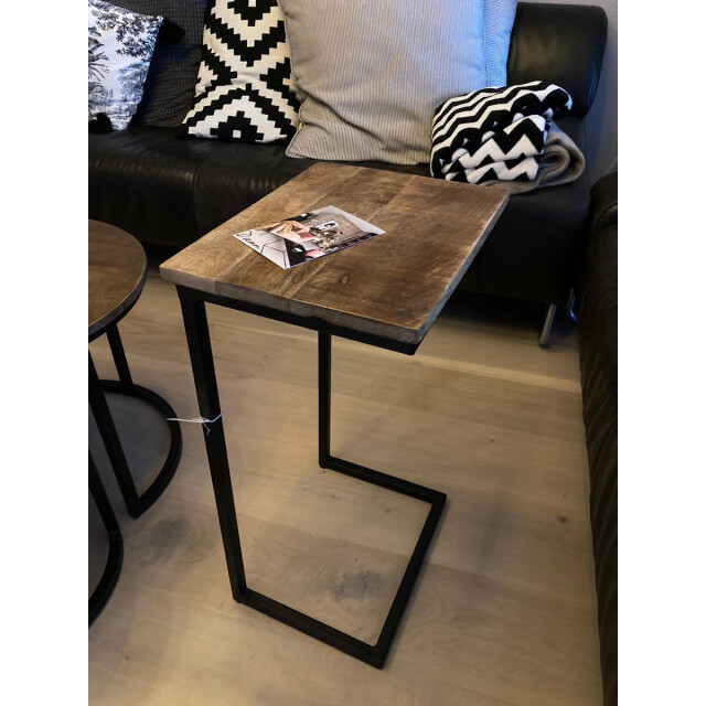 Vtw Living Bijzettafel van mangohout bijzettafeltje laptoptafel - industrieel - 3044876 large