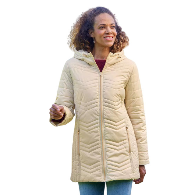 Atlas for Women Dames chevron lang gewatteerd jack UTAF1613_beige large