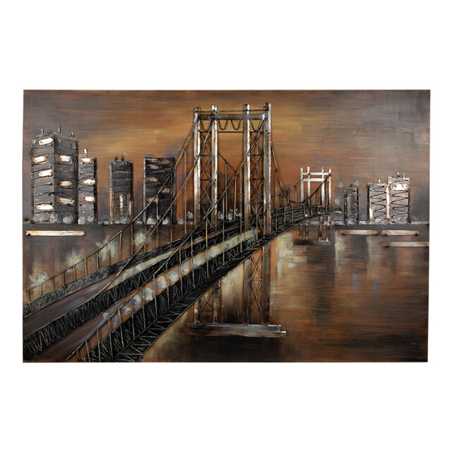 Clayre & Eef Clayre & eef 3d schilderijen metaal 120x80 cm bruin ijzer stad 2827649 large