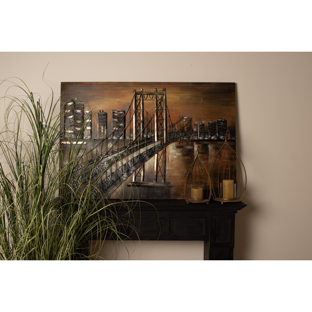 Clayre & Eef Clayre & eef 3d schilderijen metaal 120x80 cm bruin ijzer stad 2827649 large