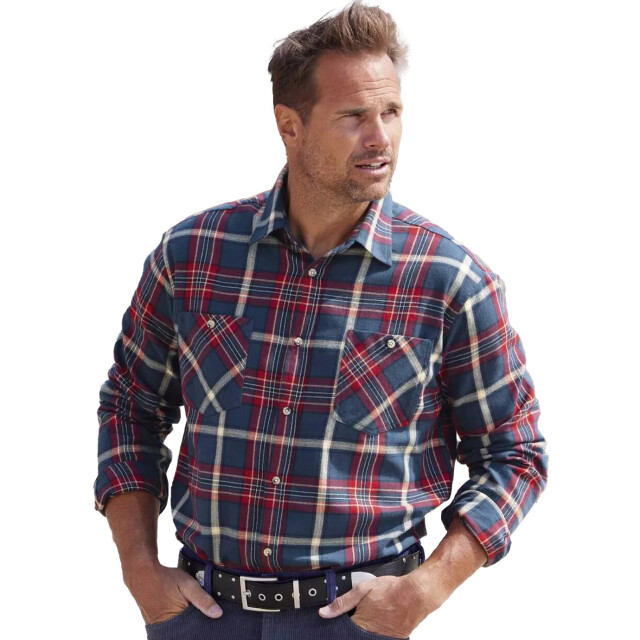 Atlas For Men Heren geruit flannel shirt UTAF1230_blueredbeige large