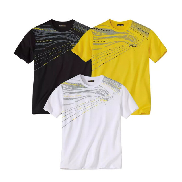 Atlas For Men T-shirt met grafische print voor heren (pak van 3) UTAF103_yellowwhiteblack large