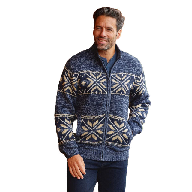 Atlas For Men Gebreide fleece gevoerde heren jas UTAF1328_navybeige large