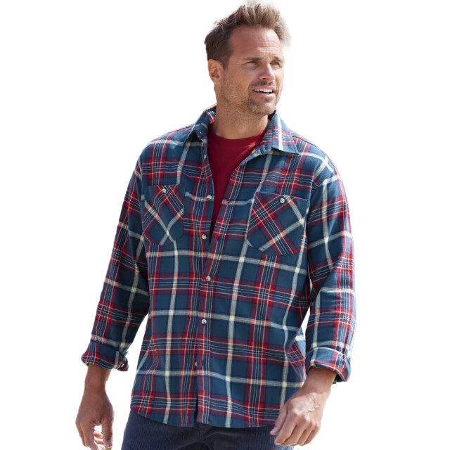 Atlas For Men Heren geruit flannel shirt UTAF1230_blueredbeige large