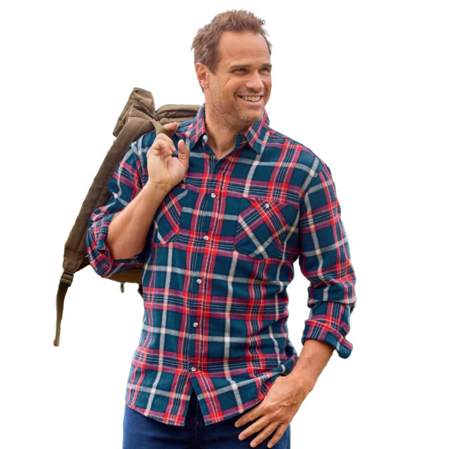 Atlas For Men Heren geruit flannel shirt UTAF1230_blueredbeige large
