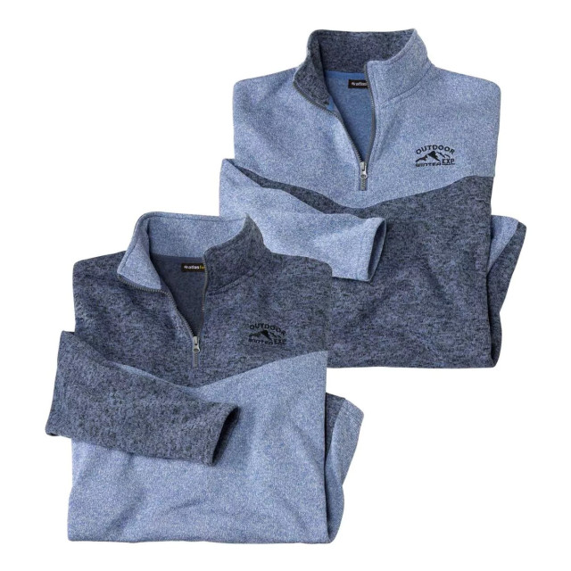 Atlas For Men Heren trui van geborsteld fleece (set van 2) UTAF1357_mottledbluedarkblue large