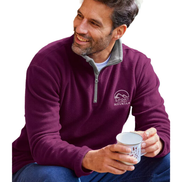 Atlas For Men Heren sportieve microfleece trui (set van 2) UTAF1321_ecrupurple large