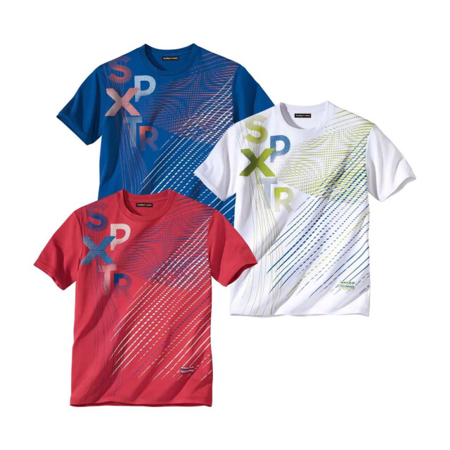 Atlas For Men Heren actief t-shirt (pak van 3) UTAF1353_redbluewhite large