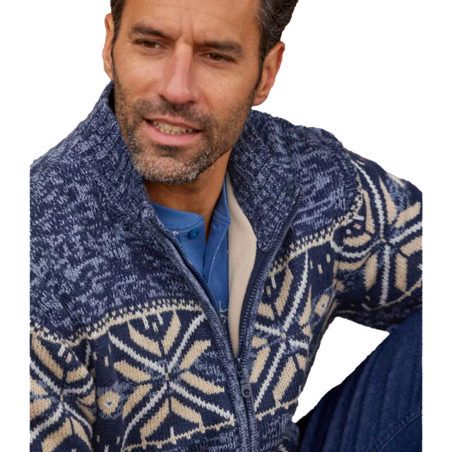 Atlas For Men Gebreide fleece gevoerde heren jas UTAF1328_navybeige large