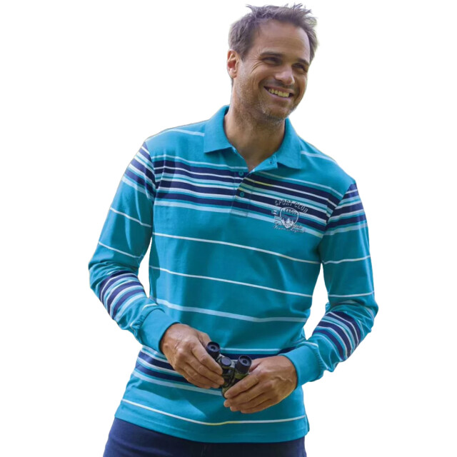 Atlas For Men Heren gestreept polo shirt UTAF1409_turquoisenavyecru large