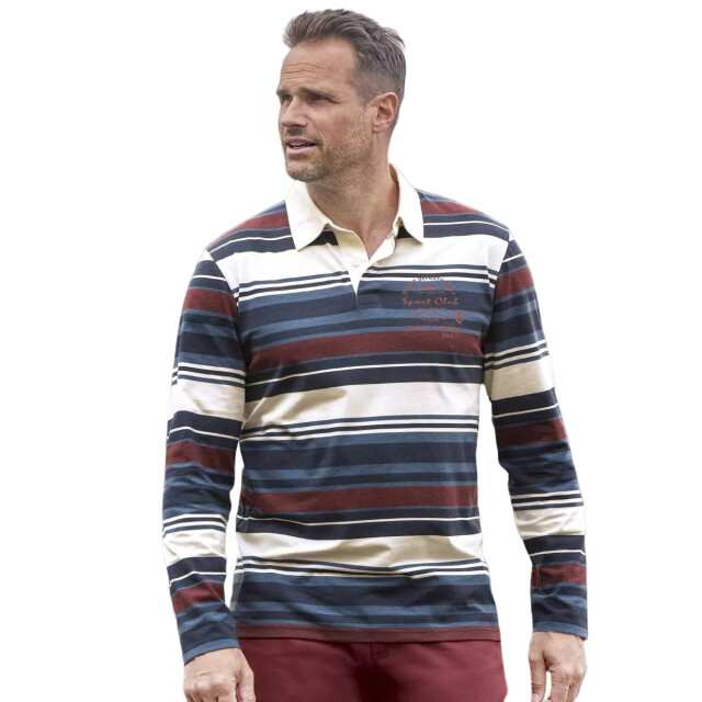 Atlas For Men Herenpoloshirt met contrasterende lange mouwen UTAF1515_bluenavyburgundywhite large