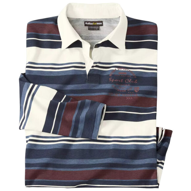 Atlas For Men Herenpoloshirt met contrasterende lange mouwen UTAF1515_bluenavyburgundywhite large