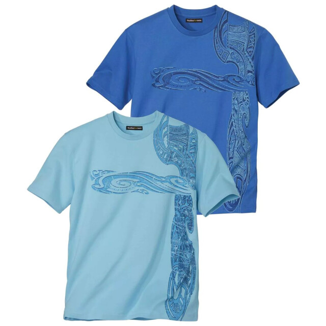 Atlas For Men Heren pacific t-shirt (set van 2) UTAF1550_skybluemediumblue large