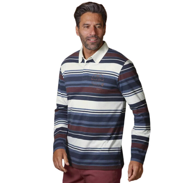 Atlas For Men Herenpoloshirt met contrasterende lange mouwen UTAF1515_bluenavyburgundywhite large