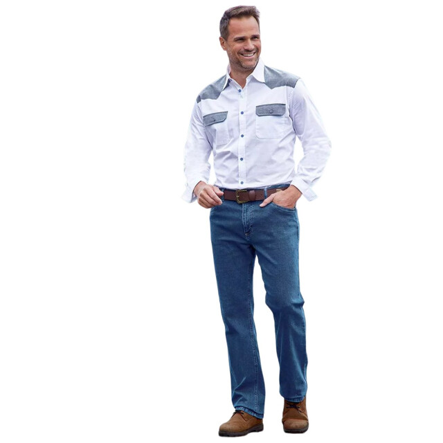 Atlas For Men Heren western shirt met contrast paneel UTAF1626_whitelightblue large