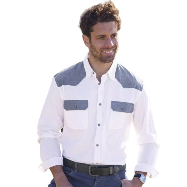 Atlas For Men Heren western shirt met contrast paneel UTAF1626_whitelightblue large