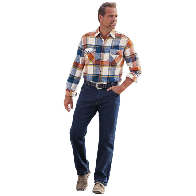 Atlas For Men Heren geruit flannel shirt UTAF1654_ecrublueorange large
