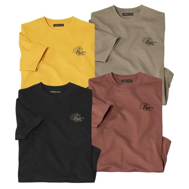 Atlas For Men Heren t-shirt met ronde hals (set van 4) UTAF1751_yellowtaupeblackterracotta large