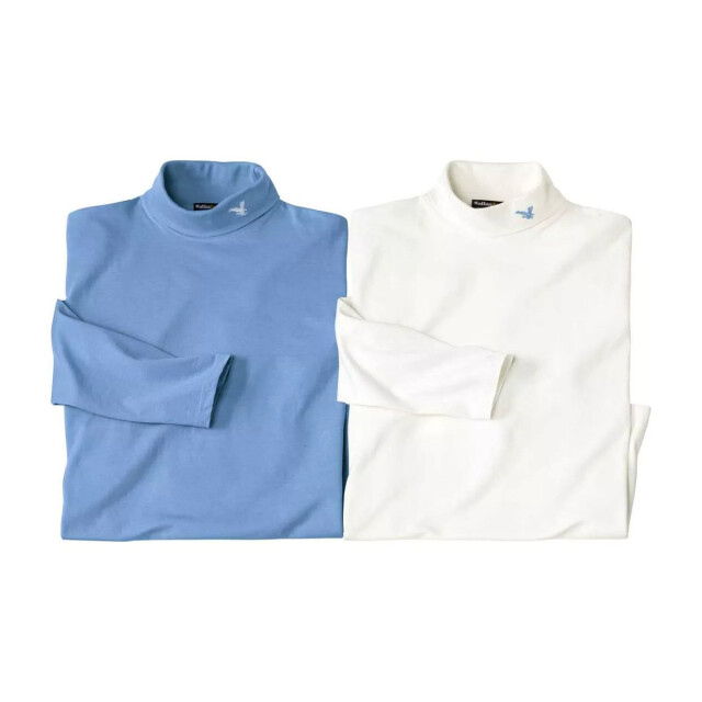 Atlas For Men Heren schildpad hals top (set van 2) UTAF1692_blueecru large
