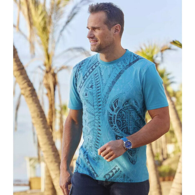 Atlas For Men T-shirt met grafische print voor heren (pak van 2) UTAF265_purpleturquoise large