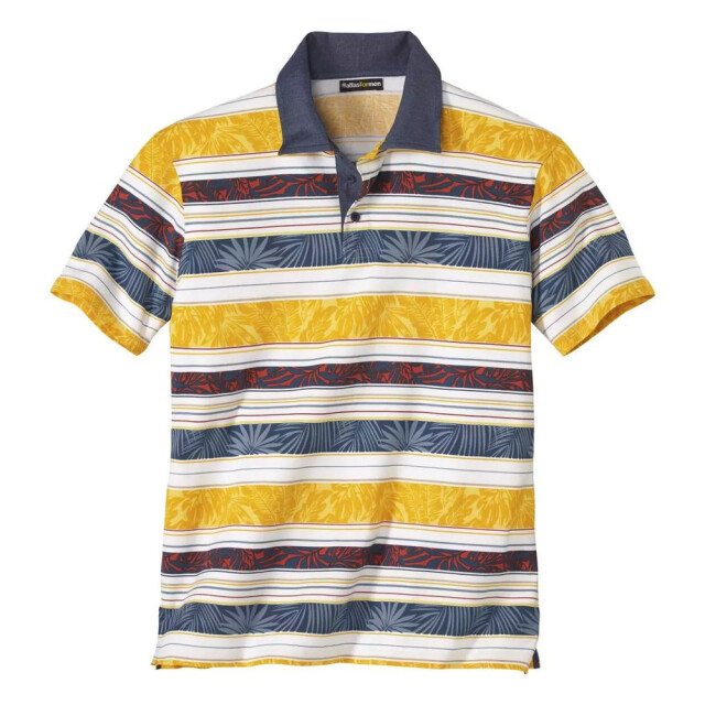 Atlas For Men Heren gestreept jersey poloshirt UTAF307_yellowredblue large