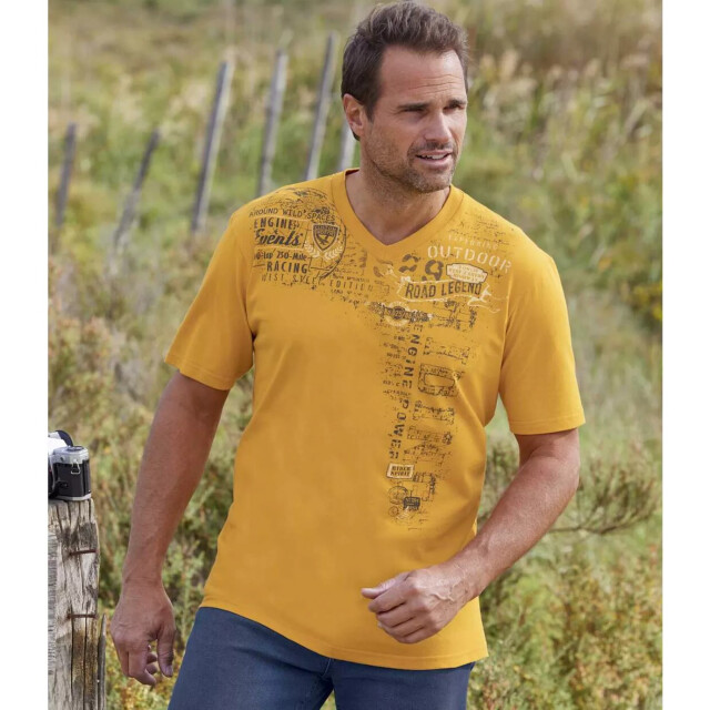 Atlas For Men Heren t-shirt met v-hals (set van 2) UTAF426_navyblueochre large