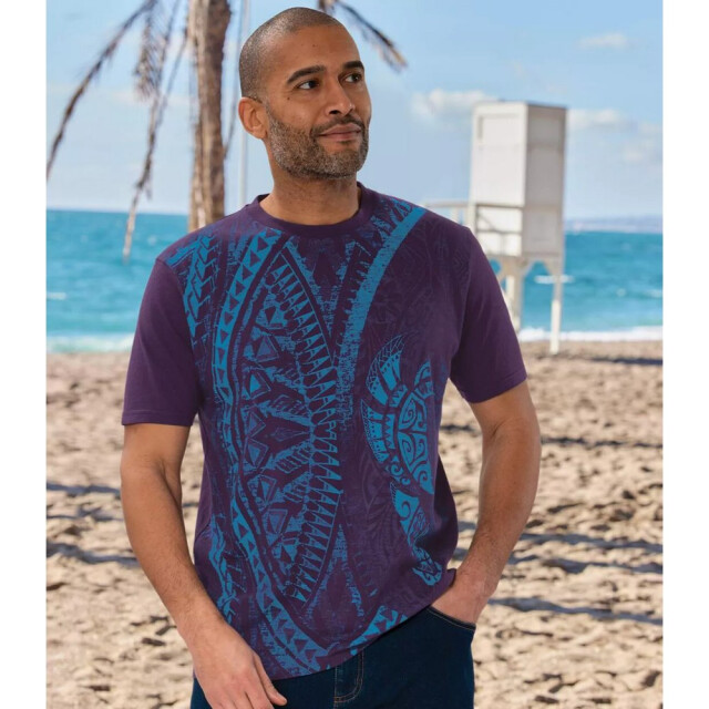 Atlas For Men T-shirt met grafische print voor heren (pak van 2) UTAF265_purpleturquoise large