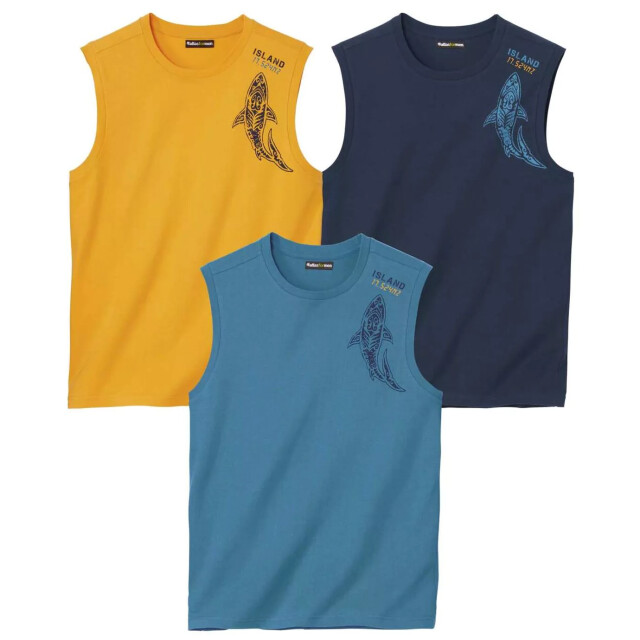 Atlas For Men Heren vest met opdruk (pack of 3) UTAF495_yellowbluenavyblue large