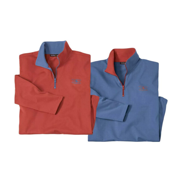 Atlas For Men Heren halve ritssluiting (pack of 2) UTAF569_redblueterracotta large
