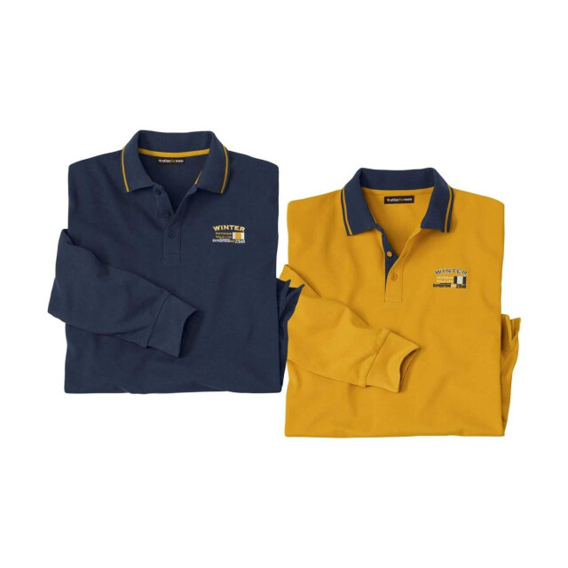 Atlas For Men Heren pique polo shirt (pack of 2) UTAF902_navyochre large