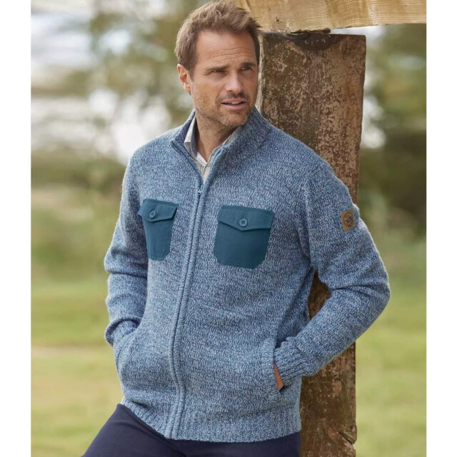 Atlas For Men Gebreide jas met volledige rits voor heren UTAF576_pigeonblue large