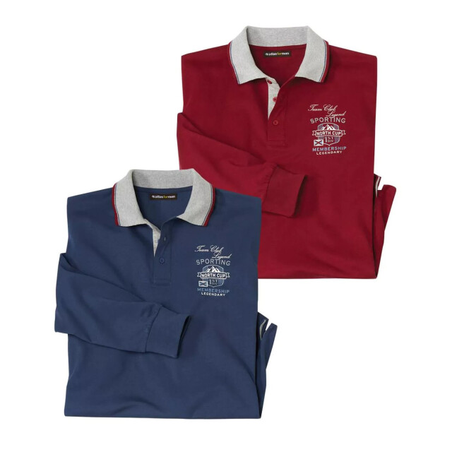 Atlas For Men Heren klassiek poloshirt (set van 2) UTAF971_burgundynavyblue large