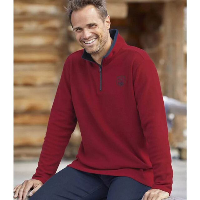 Atlas For Men Heren microfleece trui met halve rits (pack of 4) UTAF619_burgundybluenavyblueecru large