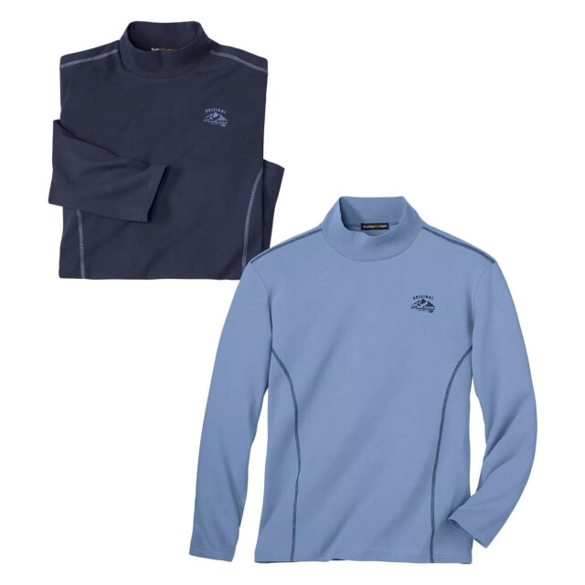 Atlas For Men Trechterhals top heren (set van 2) UTAF982_bluenavyblue large