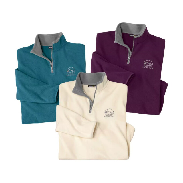 Atlas For Men Heren sportieve microfleece trui (pack of 3) UTAF610_blueecrupurple large