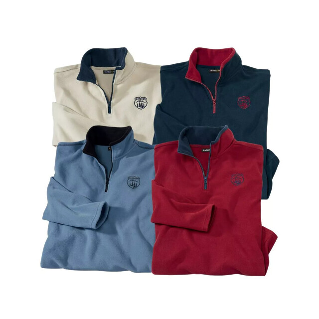 Atlas For Men Heren microfleece trui met halve rits (pack of 4) UTAF619_burgundybluenavyblueecru large